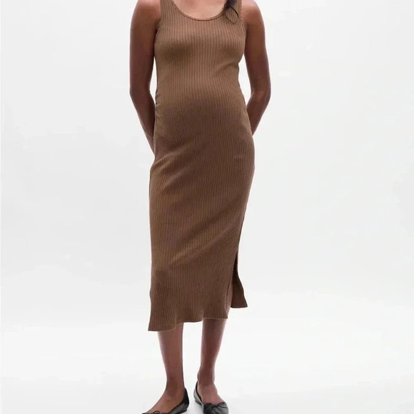 GAP Maternity Brown Ribbed Tank Dress Small - Picture 3 of 6